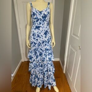 Abercrombie and FitchFloral Blue and White Maxi Dress/ Size S